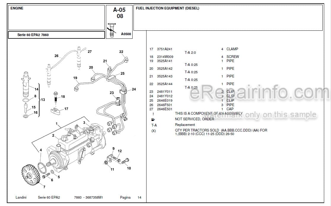 Photo 4 - Landini Serie 60 EPA2 7860 Parts Catalog Tractor 3687359M1