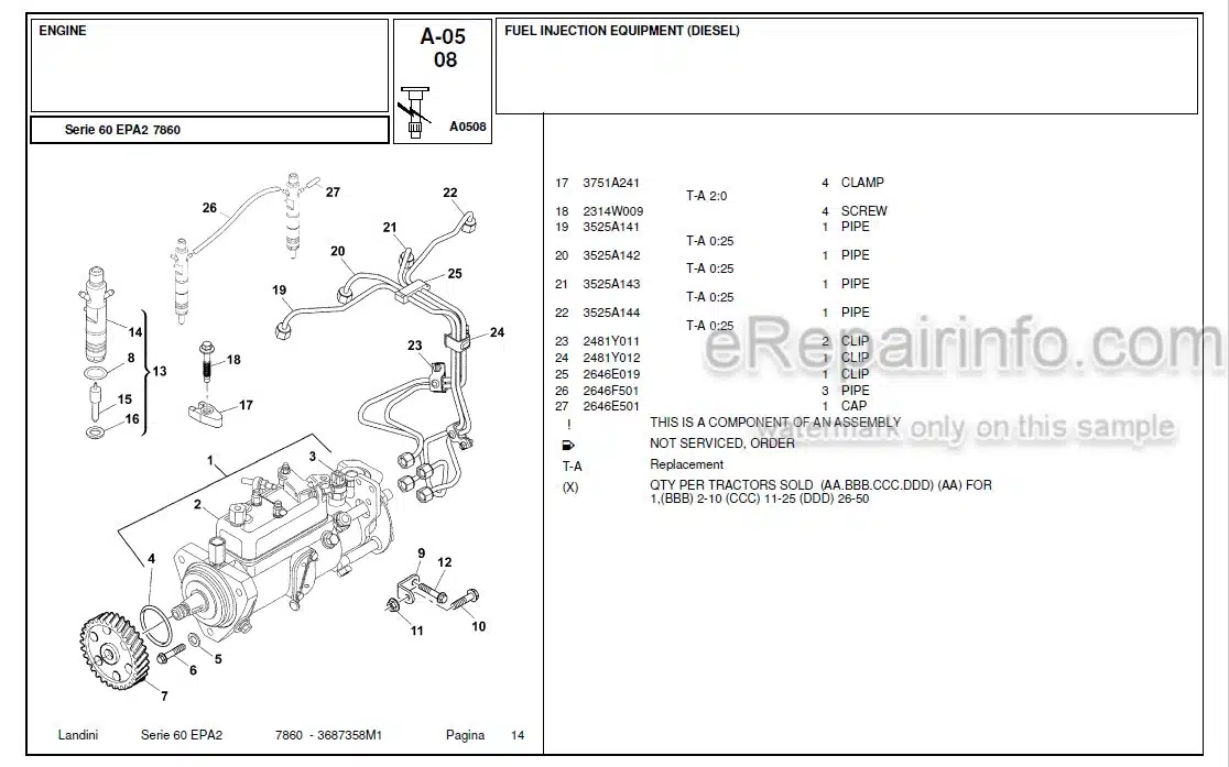 Photo 4 - Landini Serie 60 EPA2 7860 Parts Catalog Tractor 3687359M1