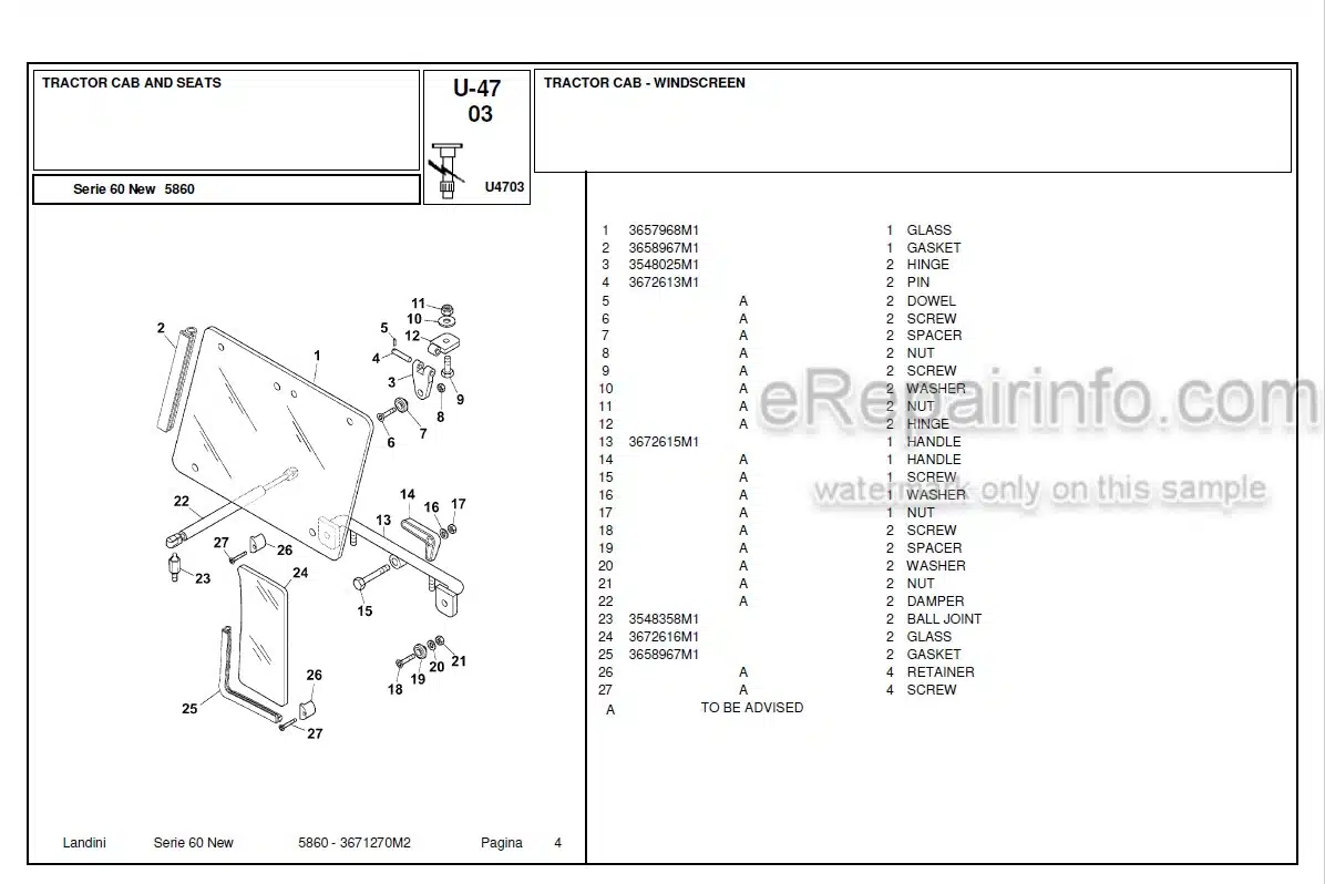 Photo 1 - Landini Serie 60 New 5860 Parts Catalog Tractor 3671270M2