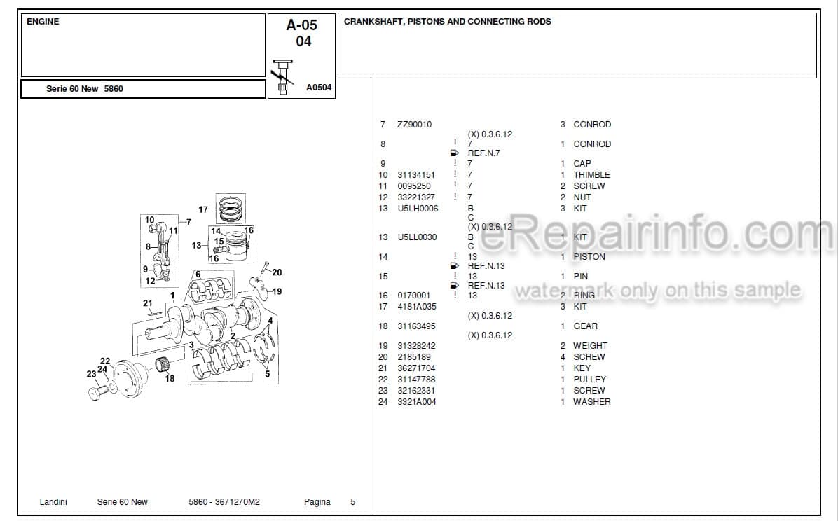 Photo 4 - Landini Serie 60 New 5860 Parts Catalog Tractor 3671270M2
