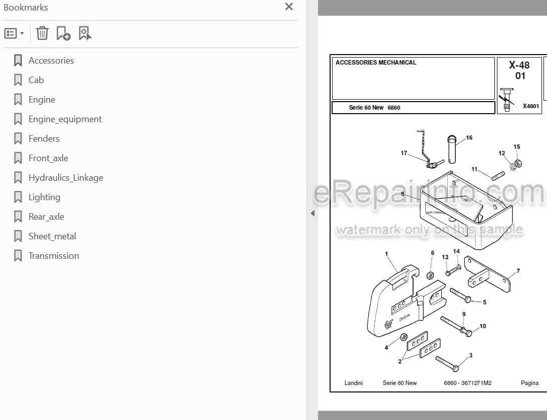 Photo 3 - Landini Serie 60 New 6860 Parts Catalog Tractor 3671271M2