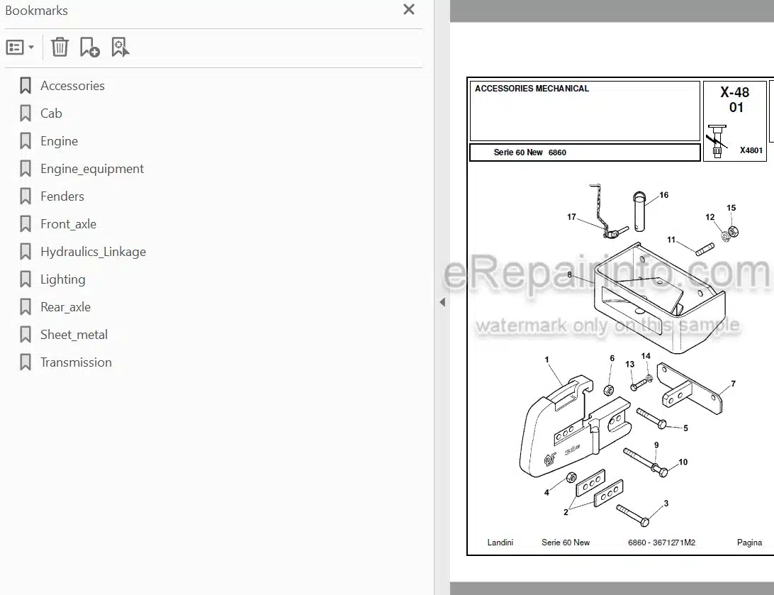 Photo 3 - Landini Serie 60 New 6860 Parts Catalog Tractor 3671271M2