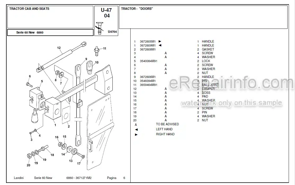 Photo 10 - Landini Serie 60 New 6860 Parts Catalog Tractor 3671271M2