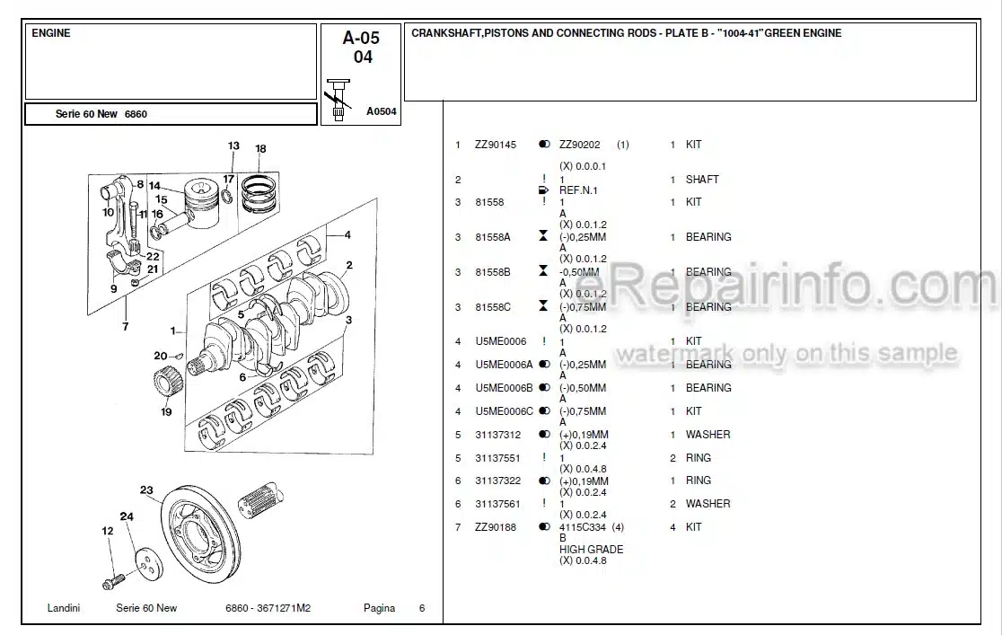 Photo 4 - Landini Serie 60 New 6860 Parts Catalog Tractor 3671271M2