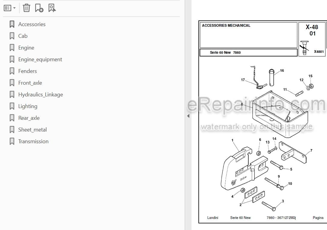 Photo 3 - Landini Serie 60 New 7860 Parts Catalog Tractor 3671272M2