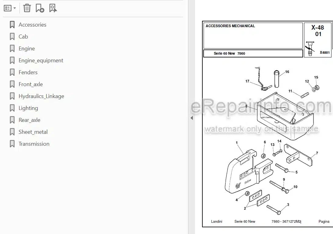 Photo 3 - Landini Serie 60 New 7860 Parts Catalog Tractor 3671272M2