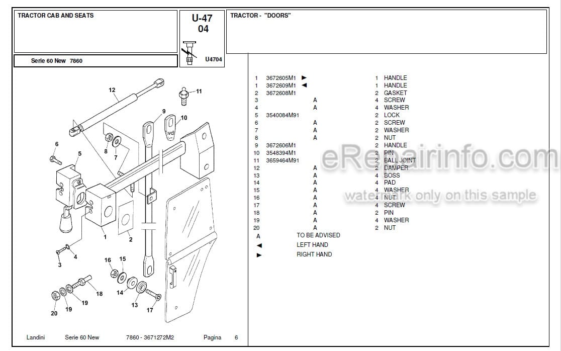 Photo 5 - Landini Serie 60 New 8860 Parts Catalog Tractor 3671273M2
