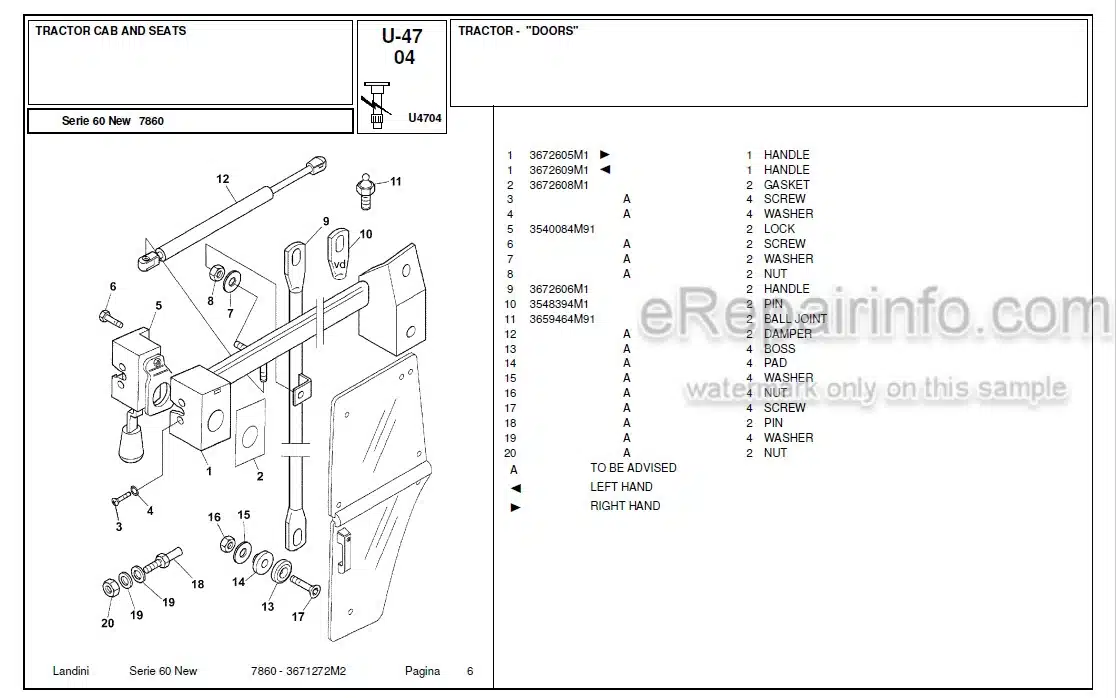 Photo 3 - Landini Serie 60 New 7860 Parts Catalog Tractor 3671272M2