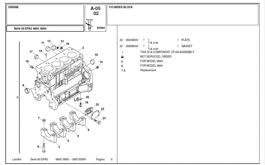 Photo 6 - Landini Serie 60 New 8860 Parts Catalog Tractor 3671273M2
