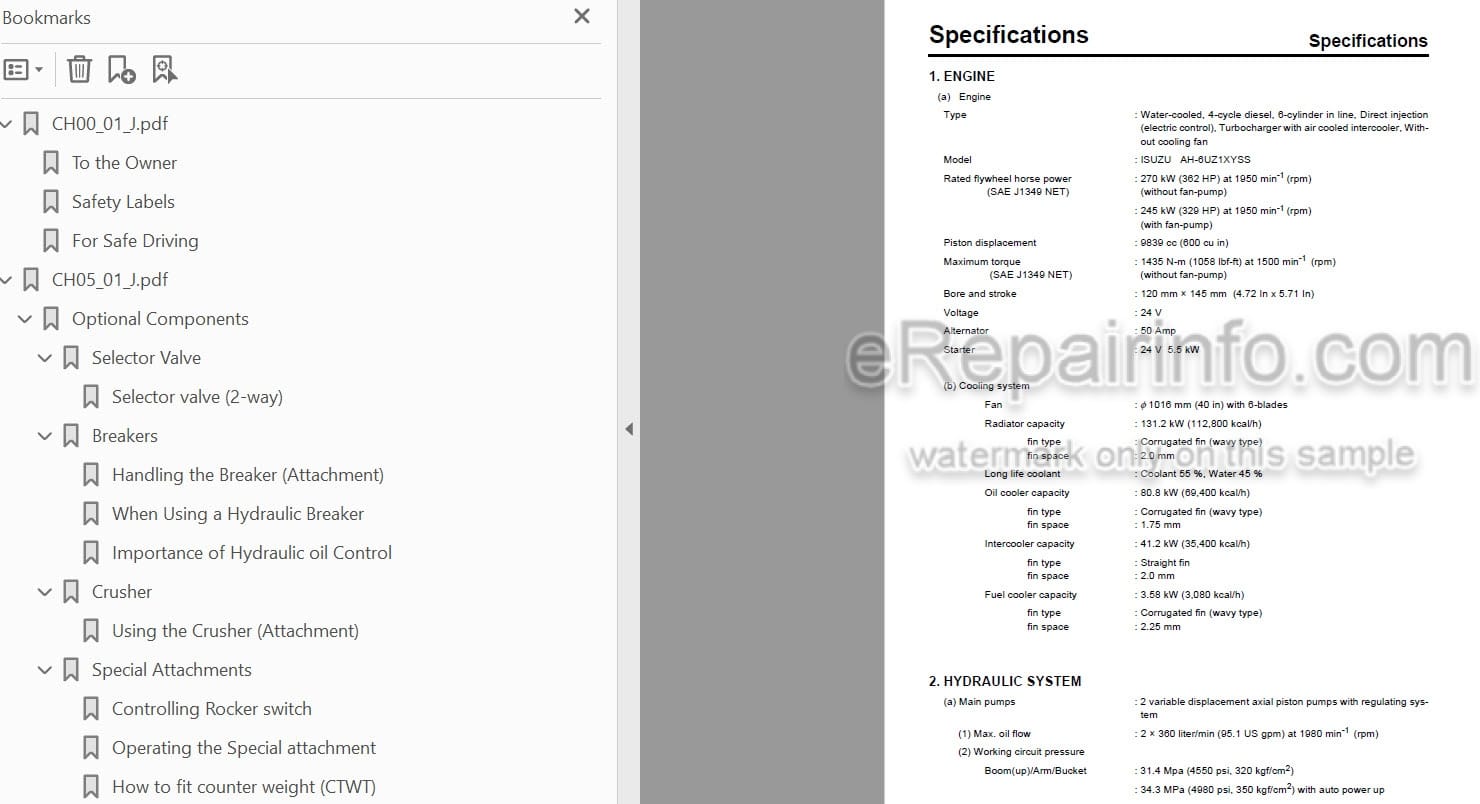 Photo 3 - Case CX470B Operators Manual Hydraulic Excavator