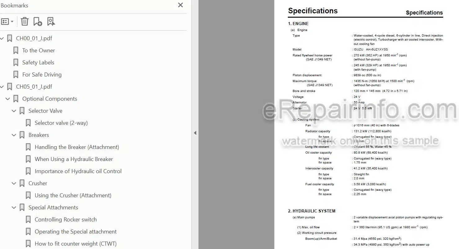 Photo 3 - Case CX470B Operators Manual Hydraulic Excavator