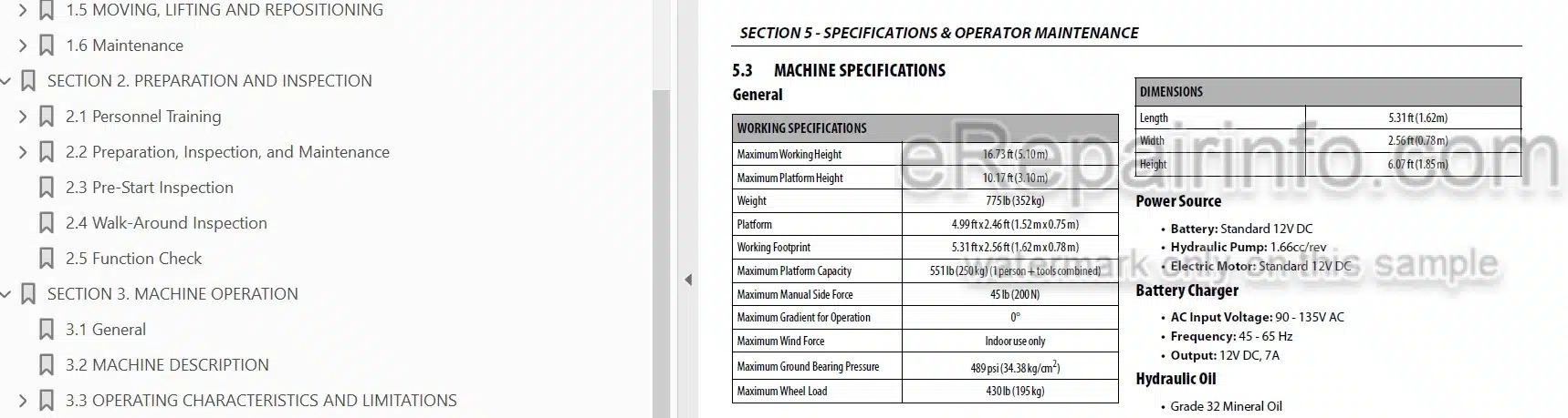 Photo 3 - JLG 1030P Operation And Safety Manual Vertical Mast