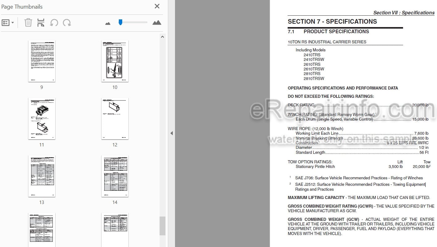 Photo 3 - JLG 10 Ton RS Operation And Safety Manual Carrier 5376000189