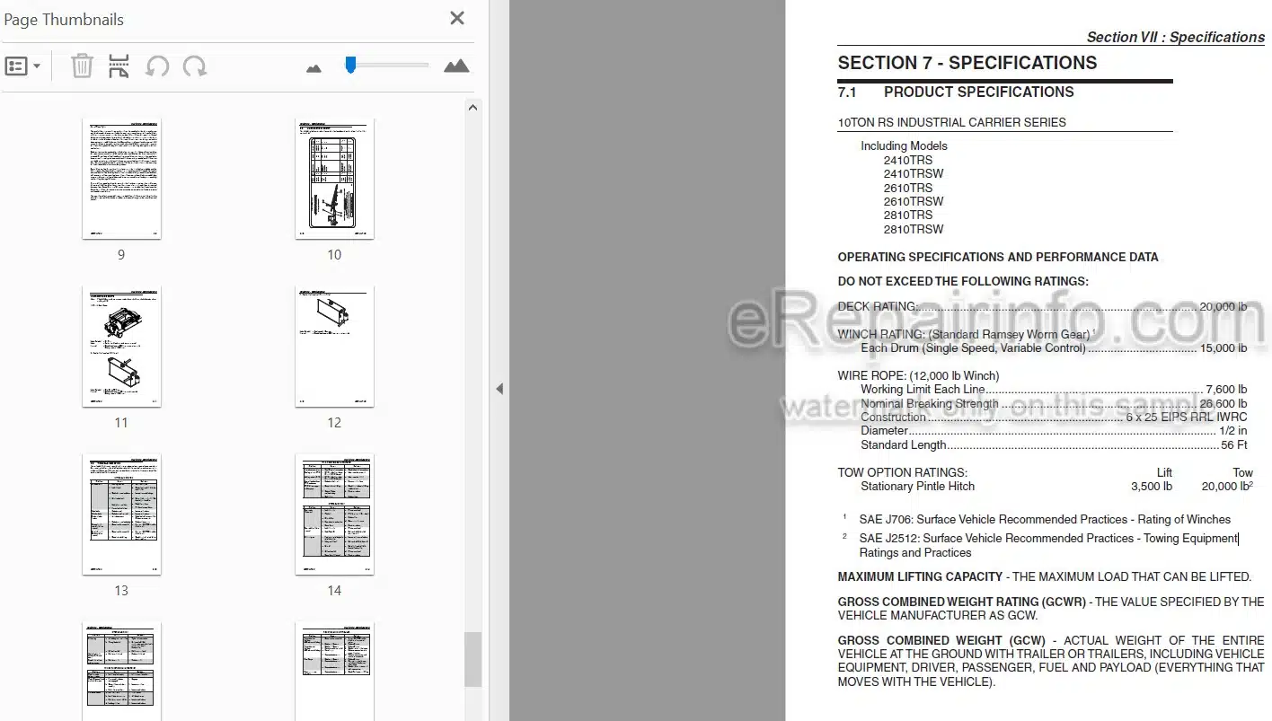 Photo 3 - JLG 10 Ton RS Operation And Safety Manual Carrier 5376000189