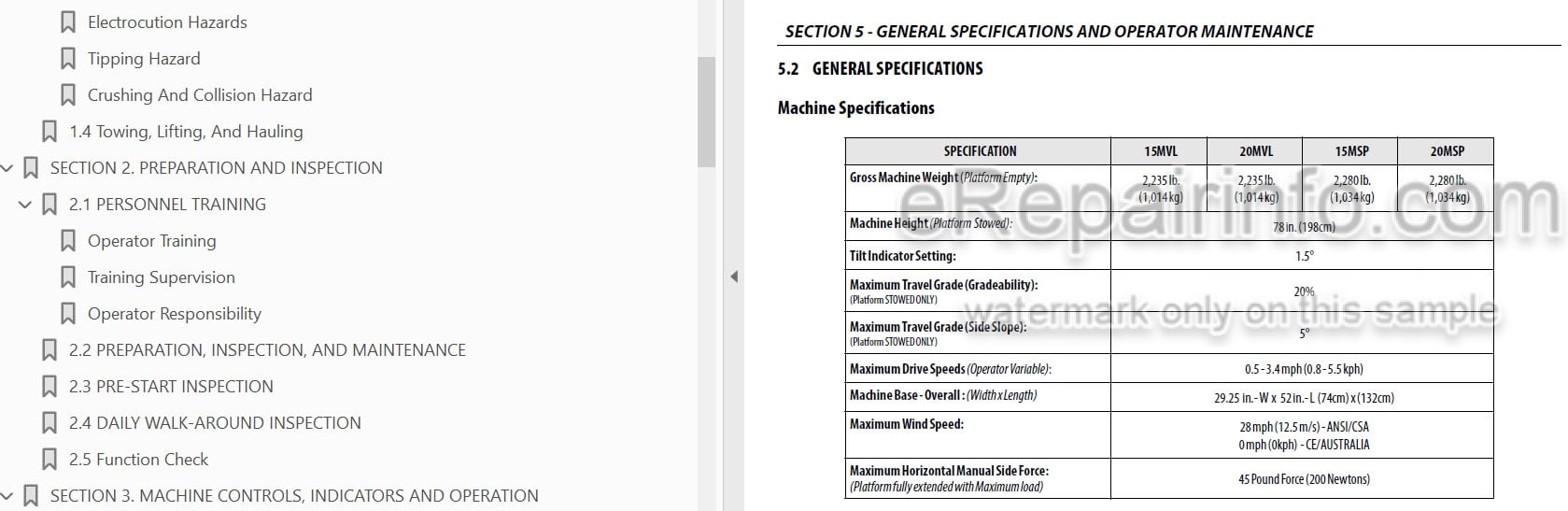 Photo 3 - JLG 15MVL 20MVL 15MSP 20MSP Operation And Safety Manual Vertical Mast