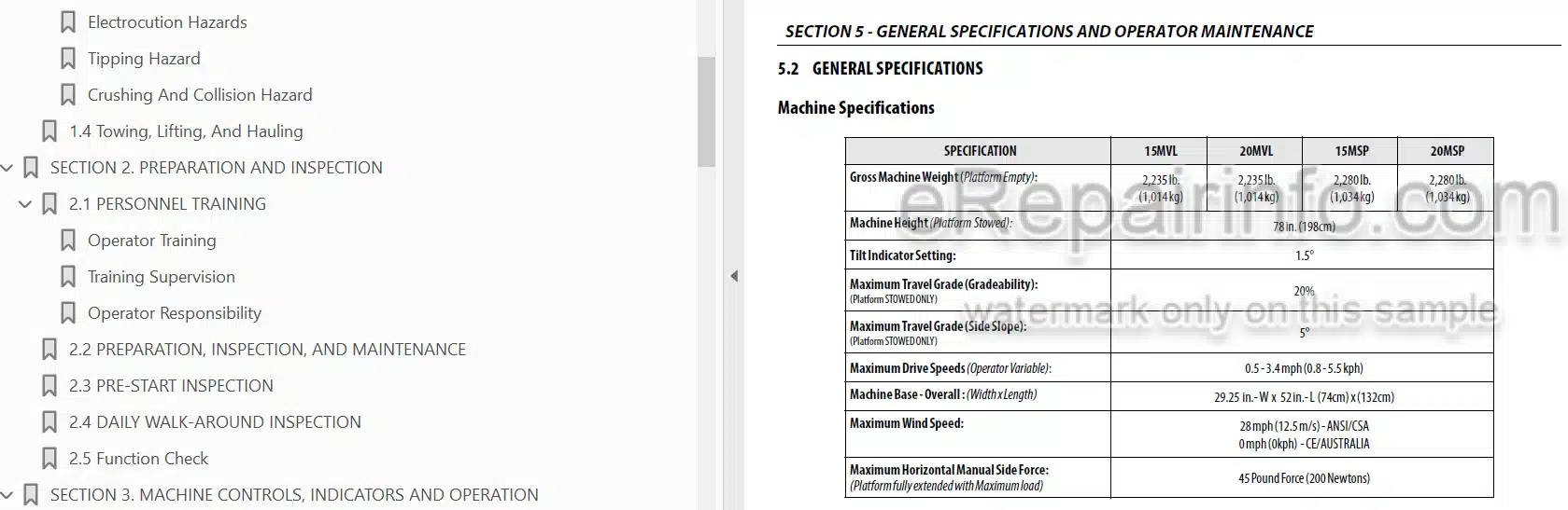 Photo 3 - JLG 15MVL 20MVL 15MSP 20MSP Operation And Safety Manual Vertical Mast