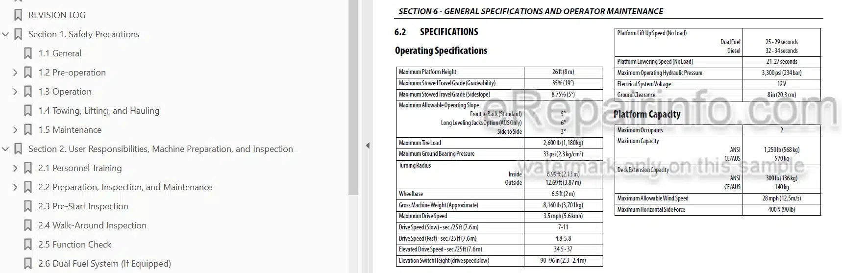 Photo 3 - JLG 260MRT PVC2004 Operation And Safety Manual Scissor Lift