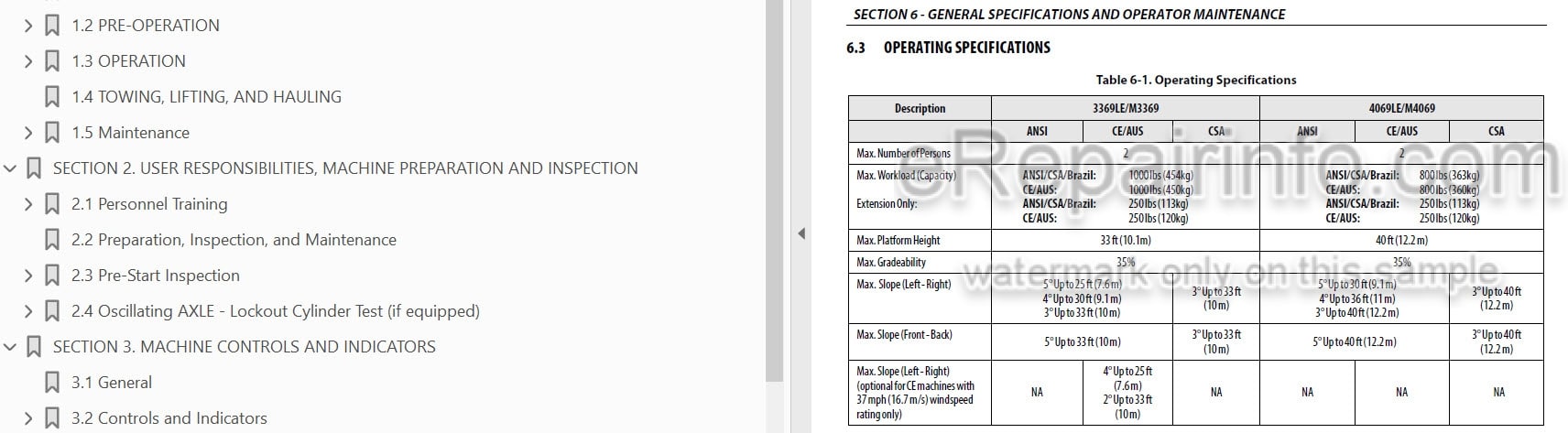 Photo 4 - JLG 3369LE 4069LE M3369 M4069 Operation And Safety Manual Scissor Lift SN2