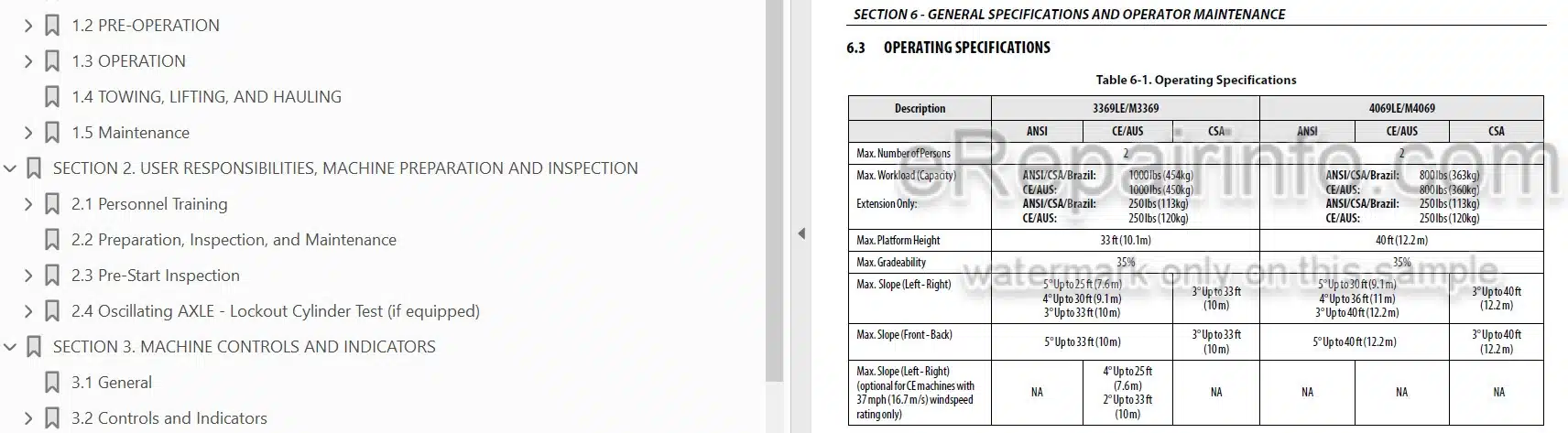 Photo 4 - JLG 3369LE 4069LE M3369 M4069 Operation And Safety Manual Scissor Lift SN2