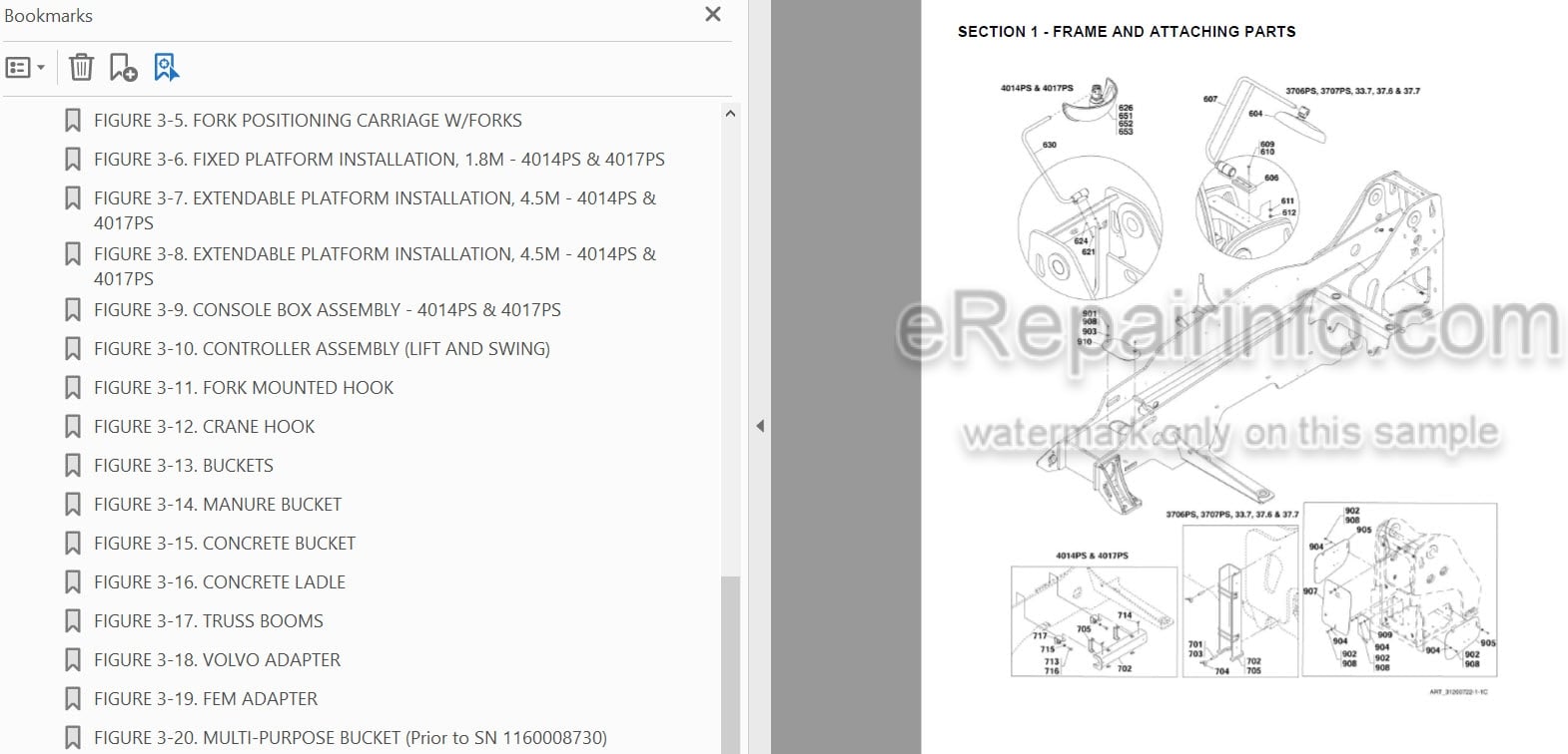 Photo 3 - JLG 3706PS To Agrovector 37.7 Illustrated Parts Manual Telehandler 31200722
