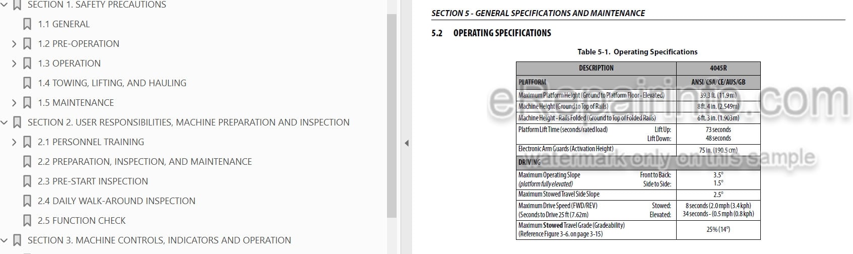 Photo 3 - JLG 4045R Operation And Safety Manual Scissor Lift