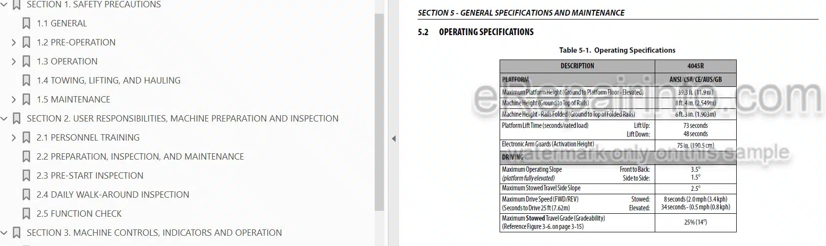Photo 3 - JLG 4045R Operation And Safety Manual Scissor Lift