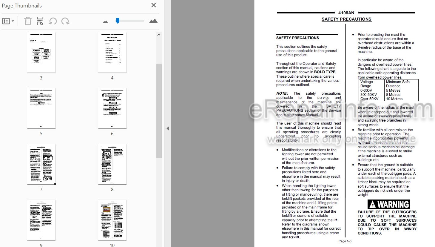 Photo 3 - JLG 4108AN Operation And Safety Manual Light Tower 1730895
