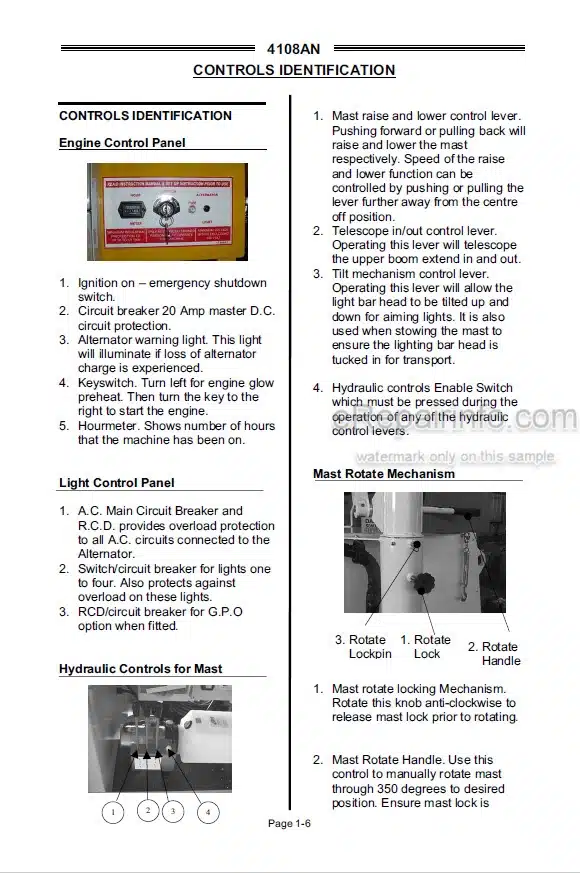 Photo 7 - JLG 4108AN Operation And Safety Manual Light Tower 1730895