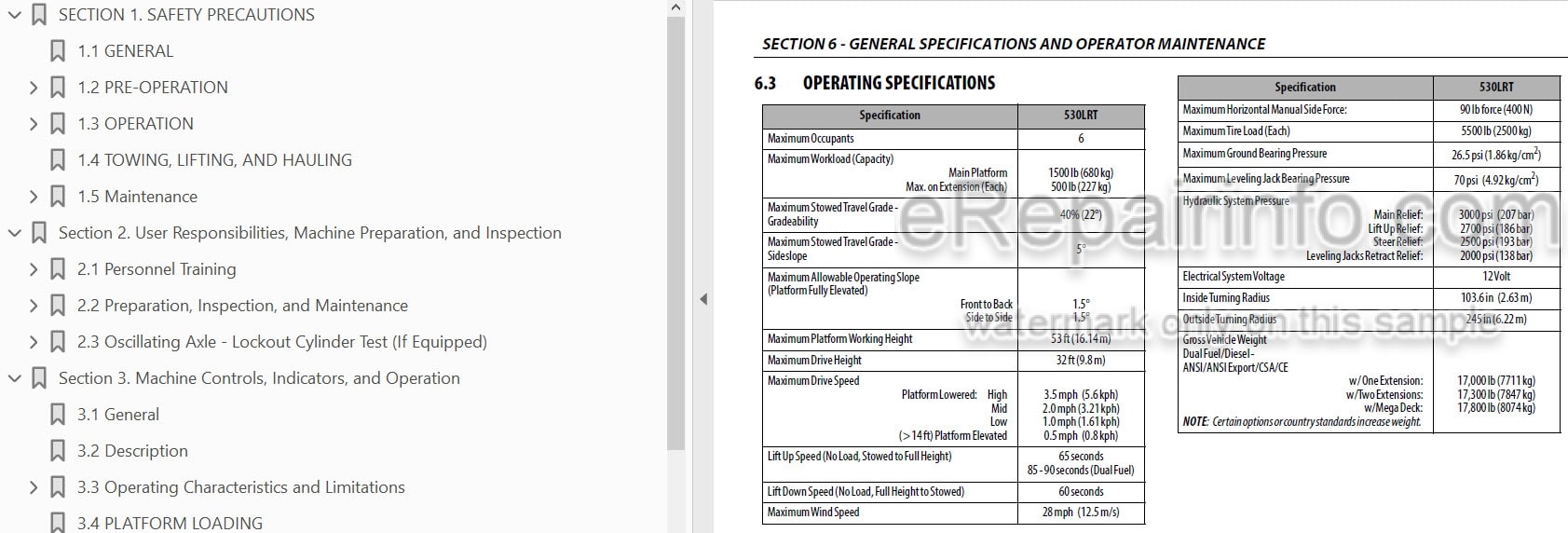 Photo 3 - JLG 530LRT PVC2004 Operation And Safety Manual Scissor Lift