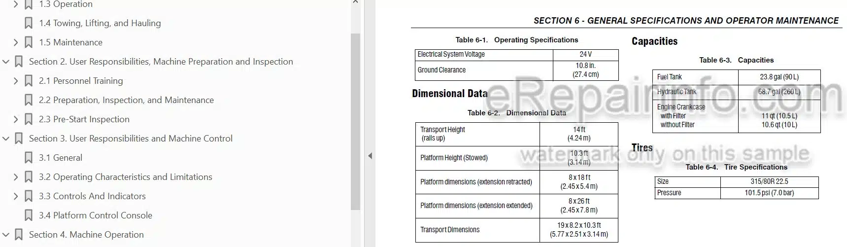 Photo 3 - JLG 80SL Operation Safety Maintenance Manual Scissor Lift 3121324