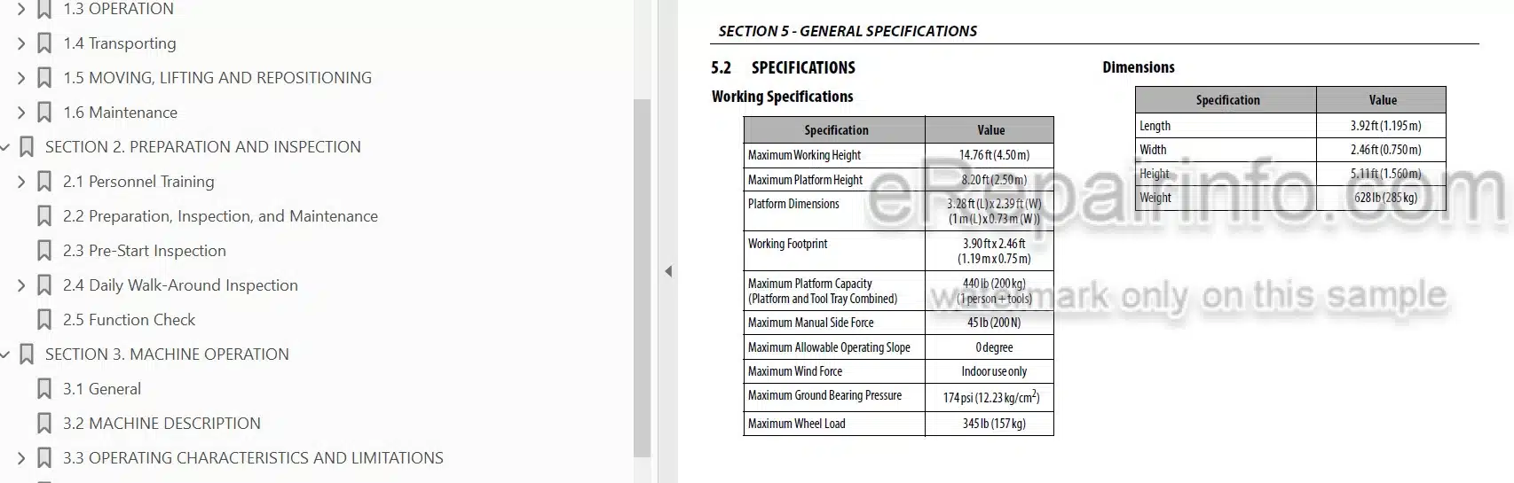 Photo 4 - JLG 830P Operation And Safety Manual Vertical Mast SN2