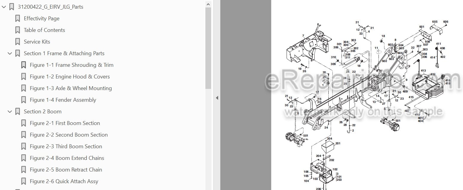 Photo 3 - JLG EIRV Illustrated Parts Manual Engine Installation Removal Vehicle 31200422