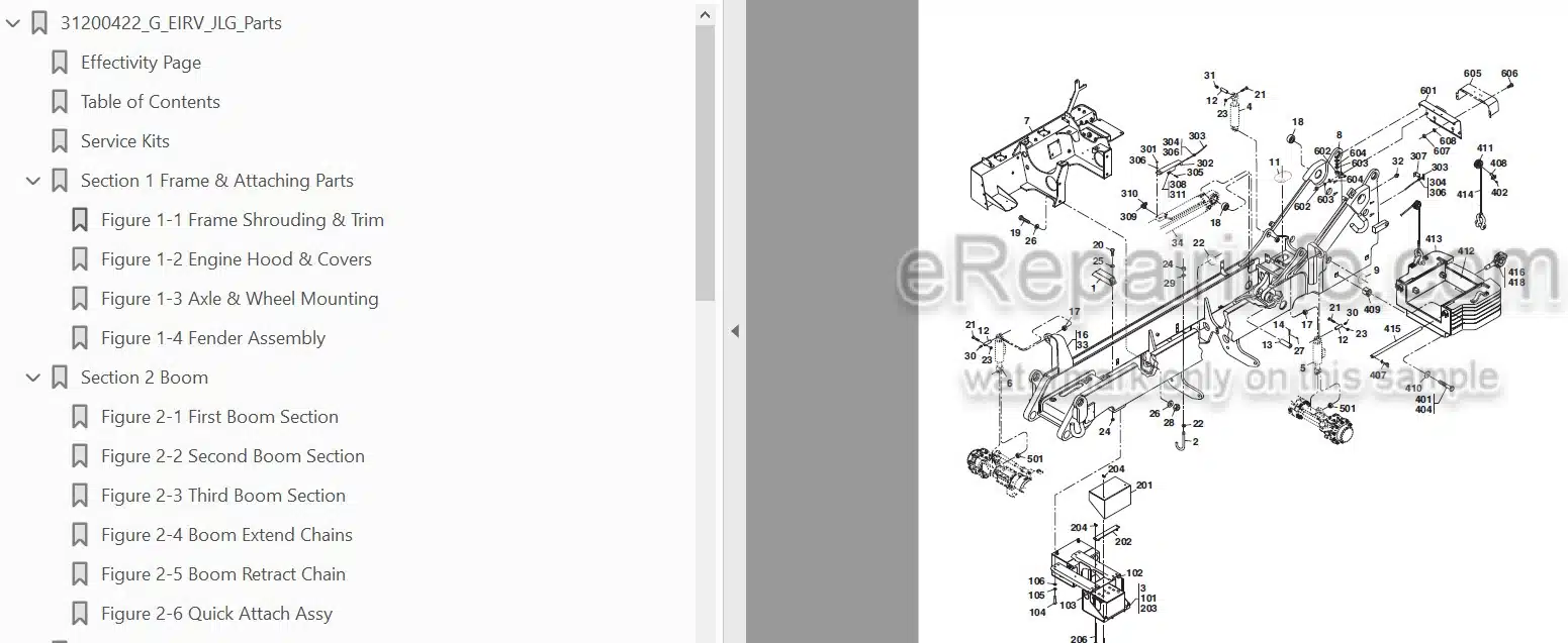 Photo 3 - JLG EIRV Illustrated Parts Manual Engine Installation Removal Vehicle 31200422