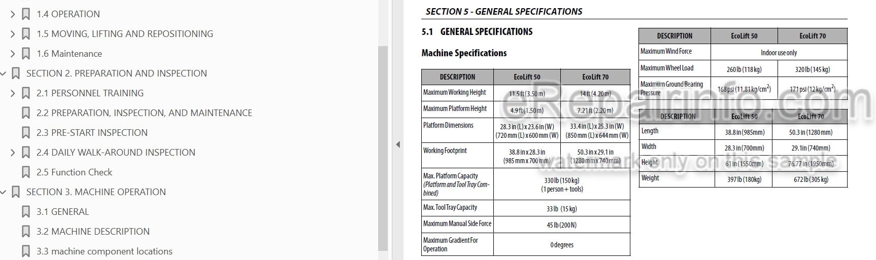 Photo 3 - JLG Ecolift 50 70 Operation And Safety Manual Vertical Mast SN1