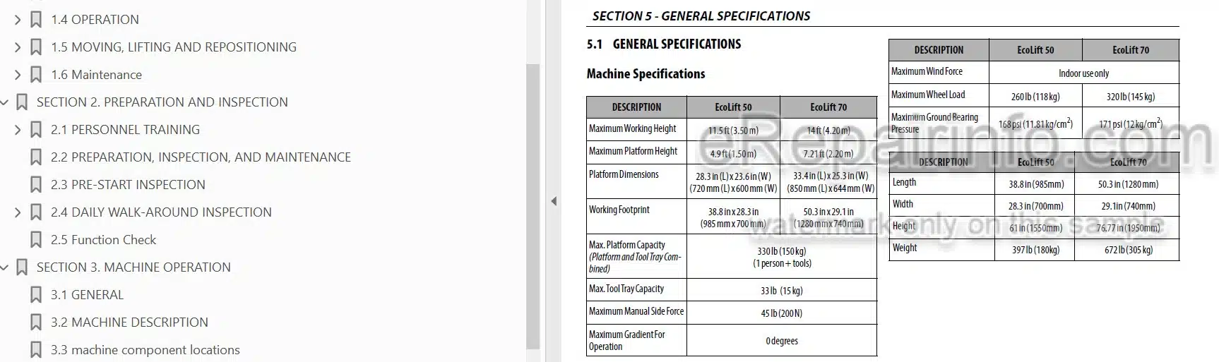 Photo 3 - JLG Ecolift 50 70 Operation And Safety Manual Vertical Mast SN1