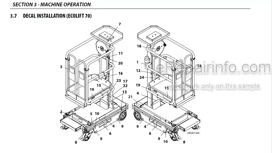 Photo 2 - JLG Ecolift 50 70 Operation And Safety Manual Vertical Mast SN1