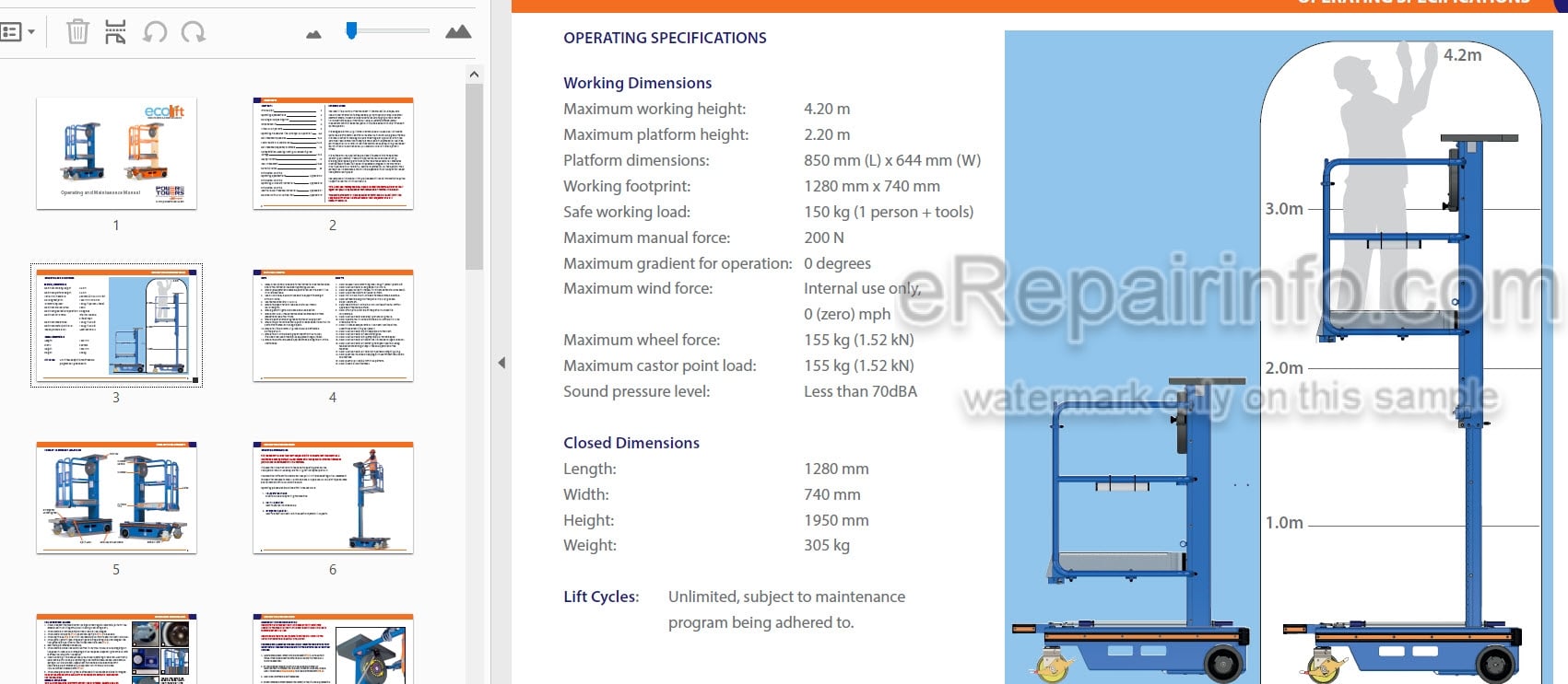 Photo 3 - JLG Ecolift Operating And Maintenance Manual Power Tower