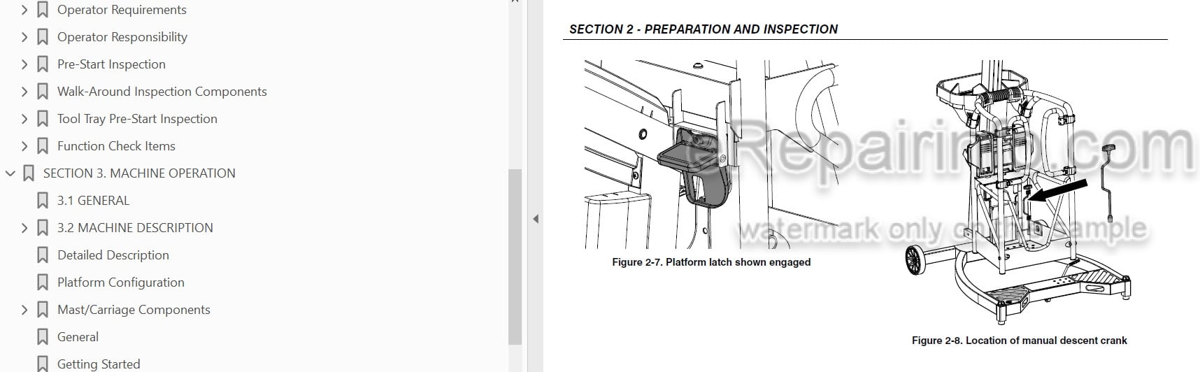 Photo 4 - JLG FS60 FS80 Operation Safety Service Maintenance Manual Liftpod