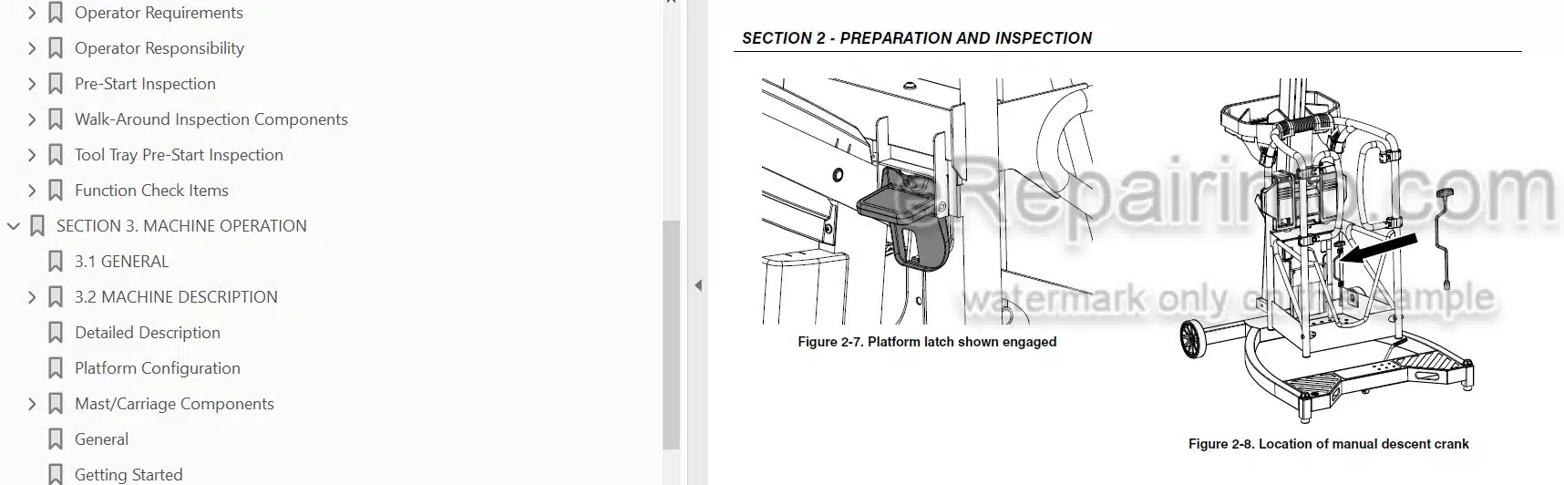 Photo 4 - JLG FS60 FS80 Operation Safety Service Maintenance Manual Liftpod