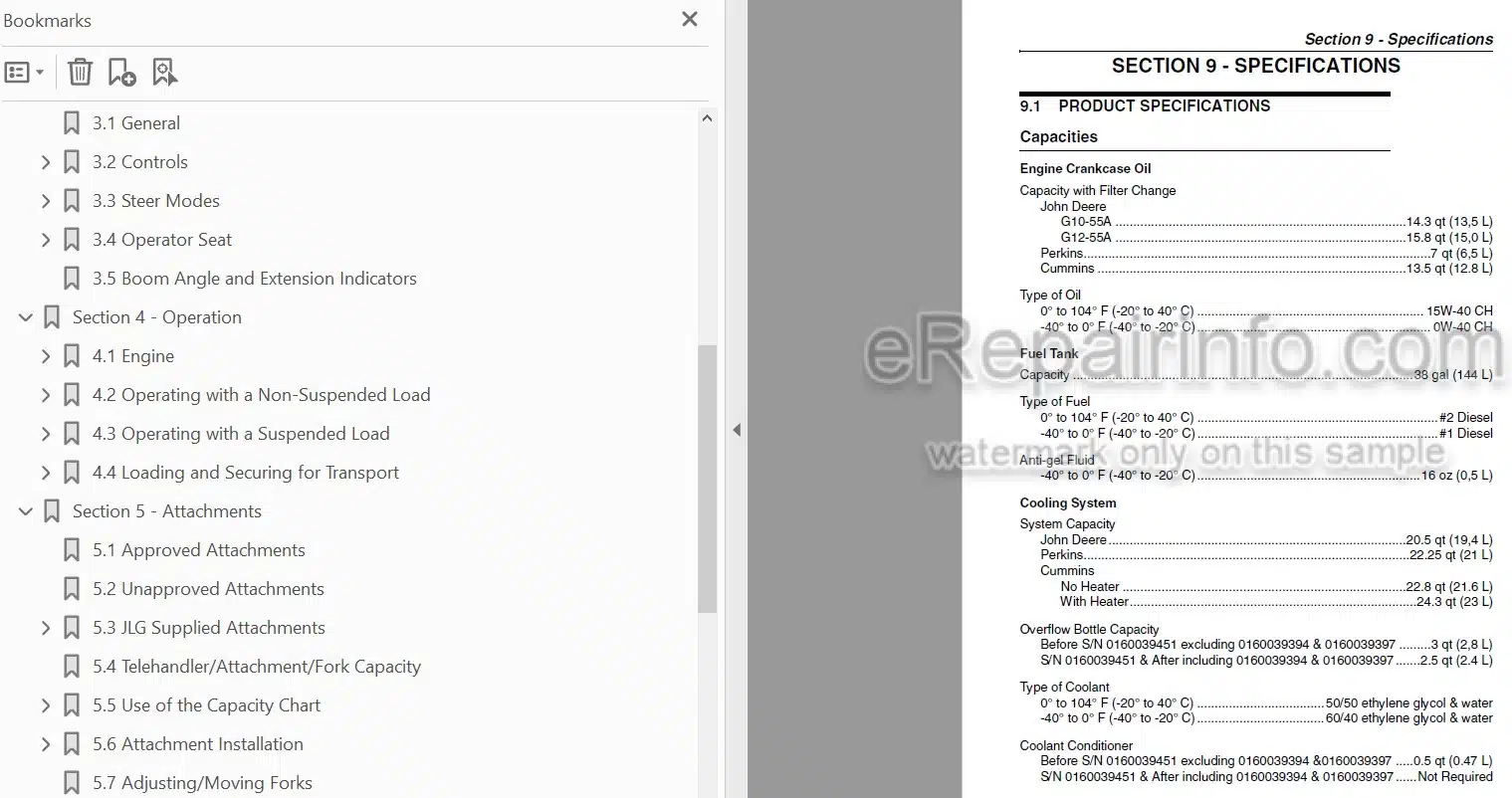 Photo 3 - JLG G10-55A G12-55A Operation And Safety Manual Telehandler SN1