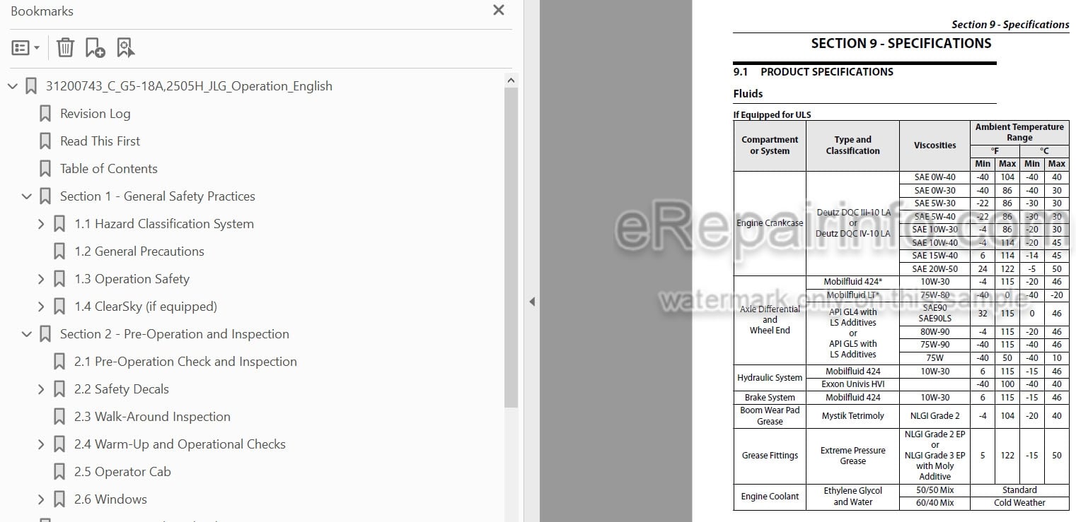 Photo 3 - JLG G5-18A 2505H Operation And Safety Manual Telehandler SN