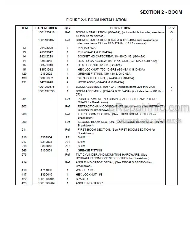 Photo 4 - JLG G6-42A G9-43A G10-43A Illustrated Parts Manual Telehandler 31200727