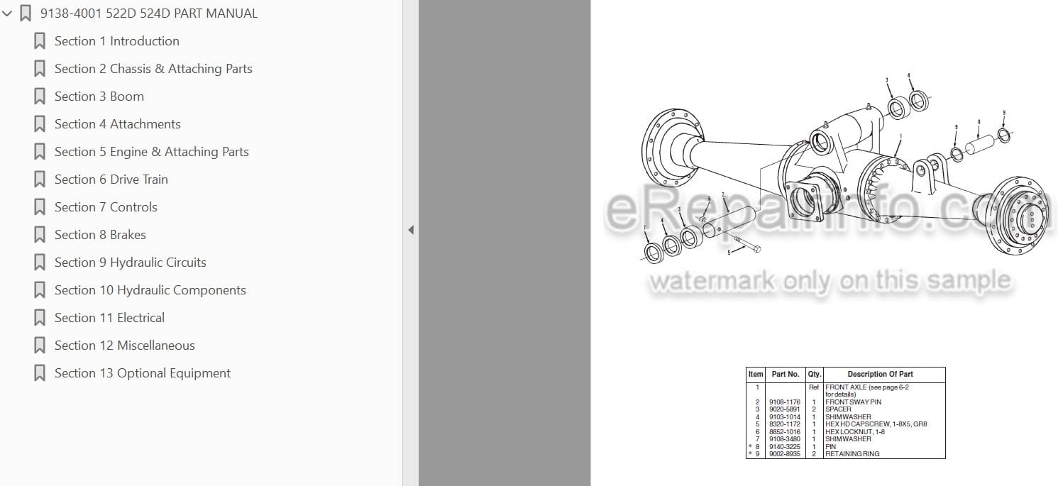 Photo 3 - JLG Gradall 522D 524D Illustrated Parts Manual Telehandler 9138-4001