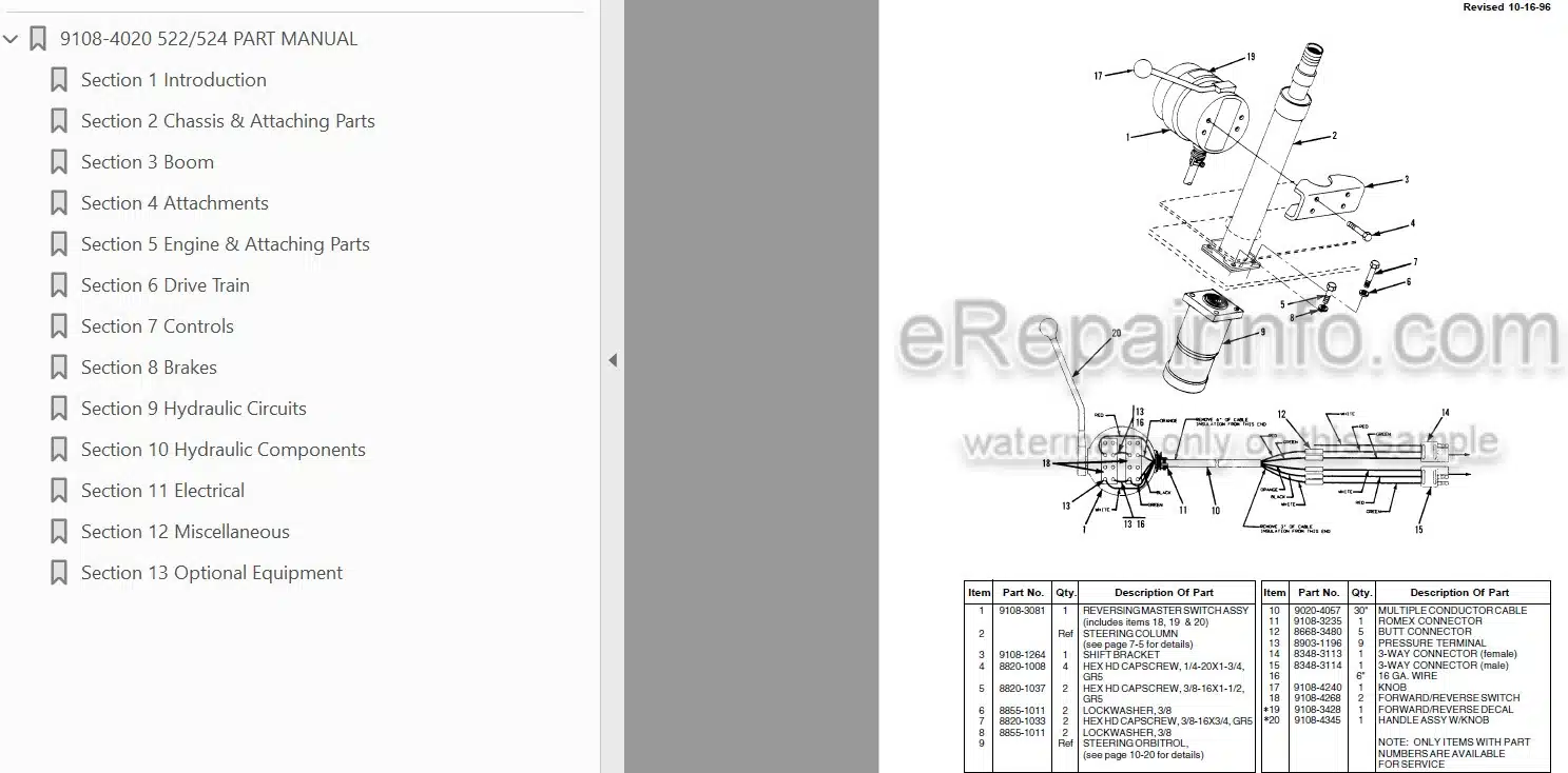 Photo 3 - JLG Gradall 522 524 Illustrated Parts Manual Telehandler 9108-4020