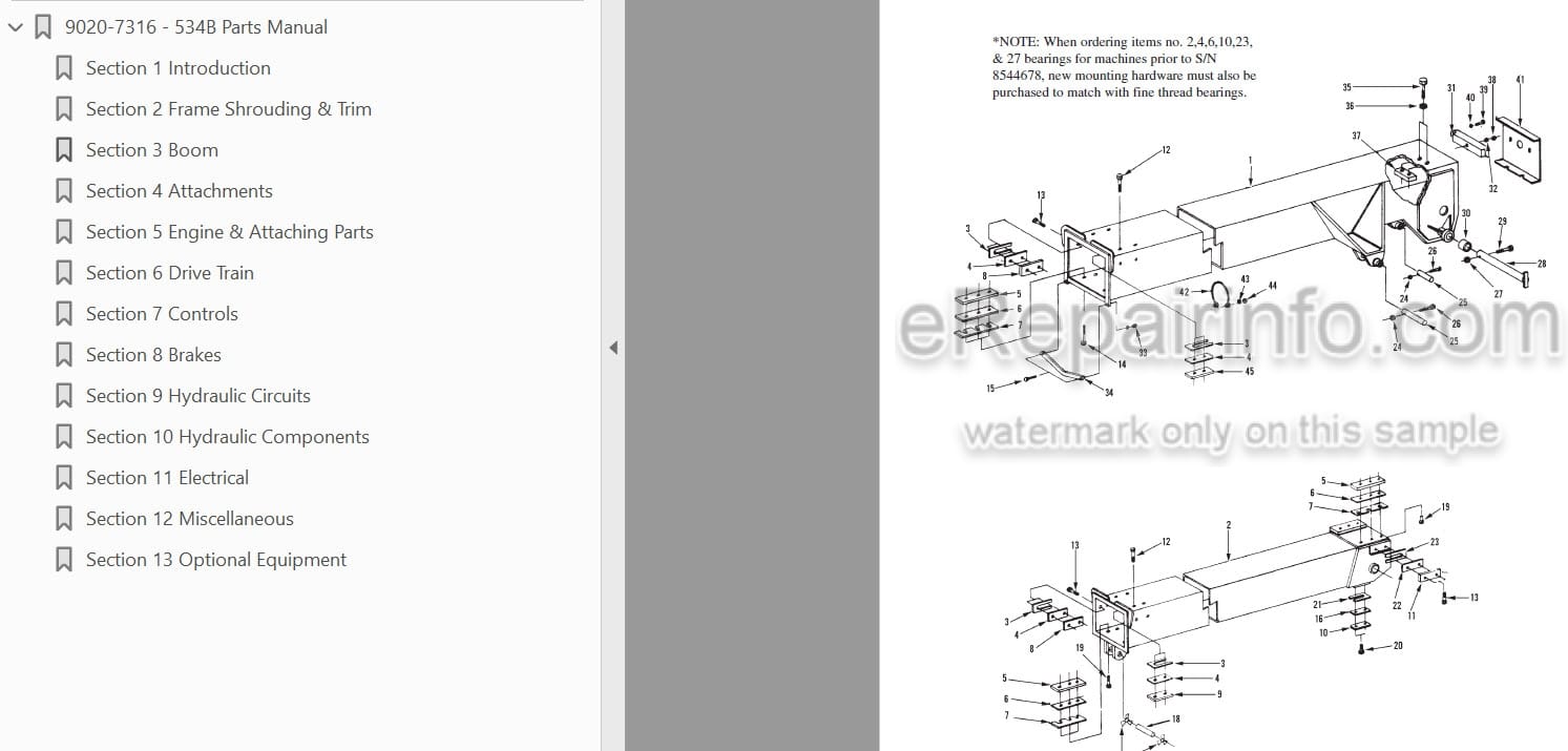 Photo 3 - JLG Gradall 534B-6 534B-8 Illustrated Parts Manual Telehandler 9020-7316
