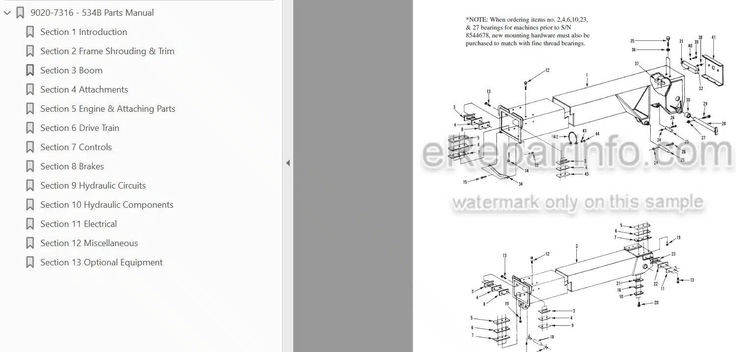 Photo 3 - JLG Gradall 534B-6 534B-8 Illustrated Parts Manual Telehandler 9020-7316