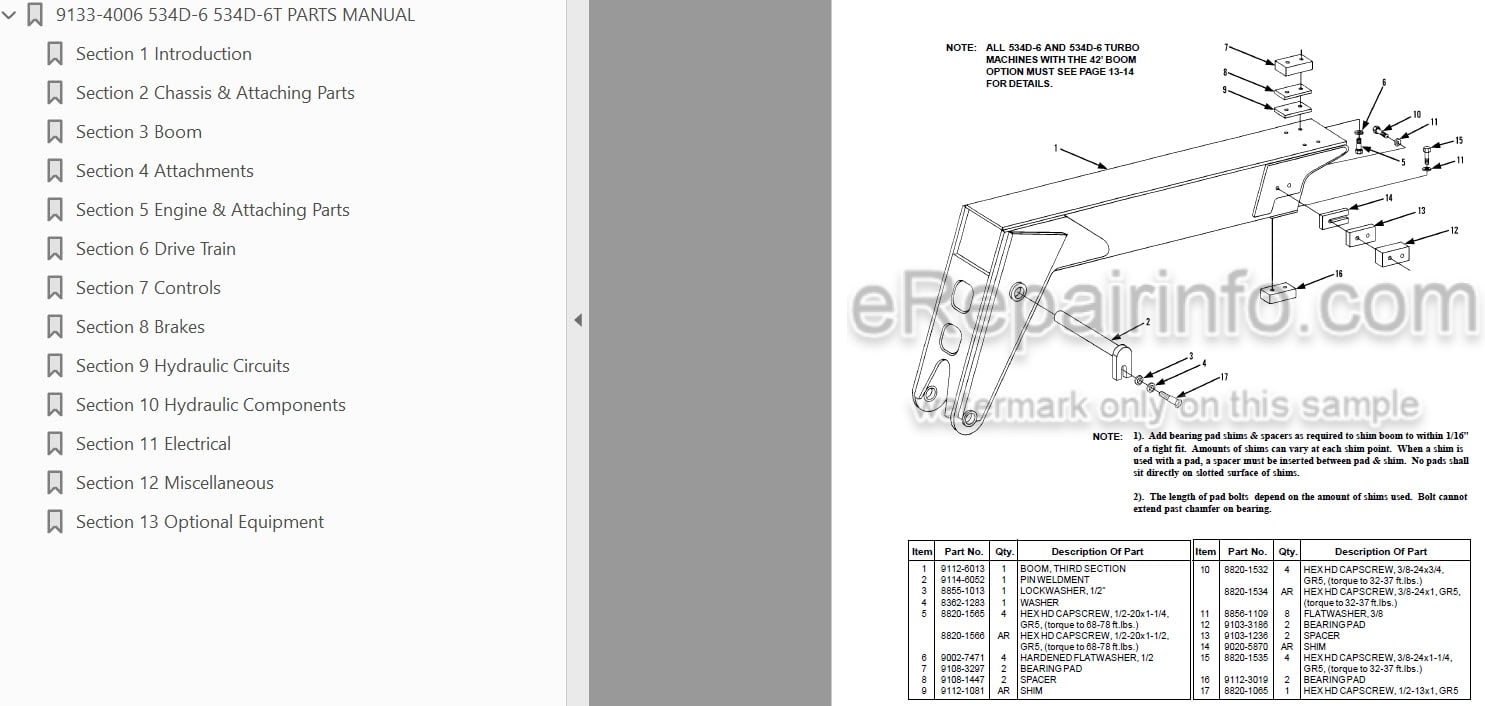 Photo 3 - JLG Gradall 534D-6 534D-6 Turbo Illustrated Parts Manual Telehandler 9133-4006