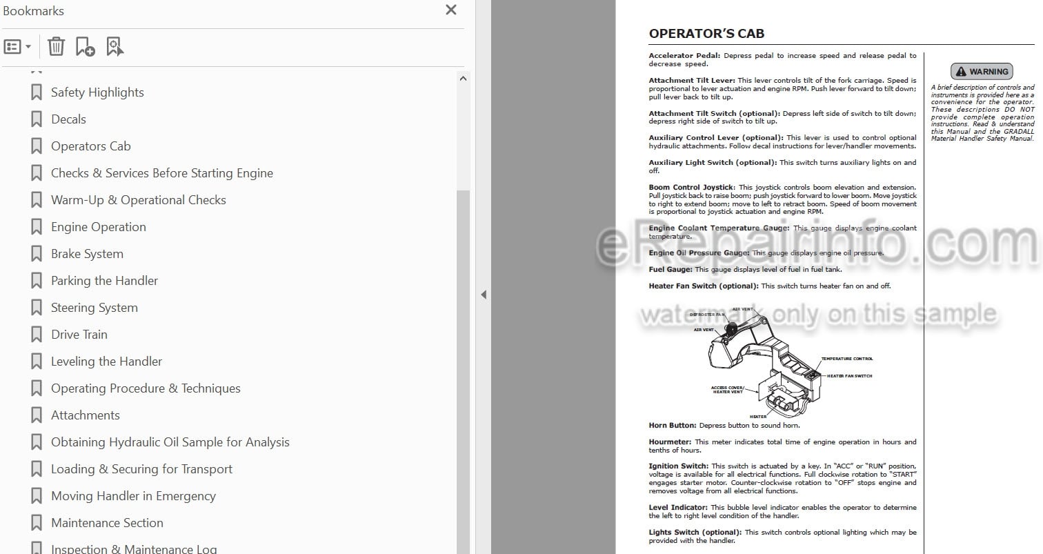 Photo 3 - JLG Gradall G6-42A Owner Operator Manual Telehandler 9147-4003