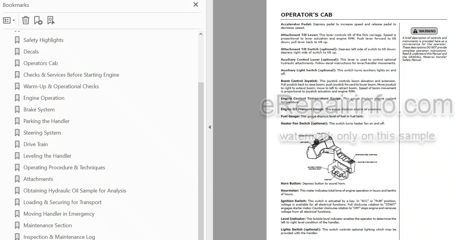 Photo 3 - JLG Gradall G9-43A Owner Operator Manual Telehandler