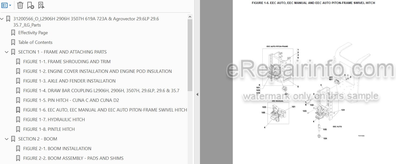 Photo 3 - JLG L2906H To Agrovector 35.7 Illustrated Parts Manual Telehandler 31200566
